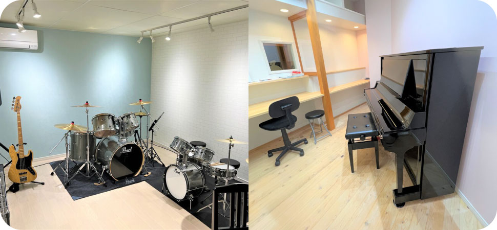 大阪・和泉中央の音楽教室トントンミュージックスクールの練習部屋の内観写真