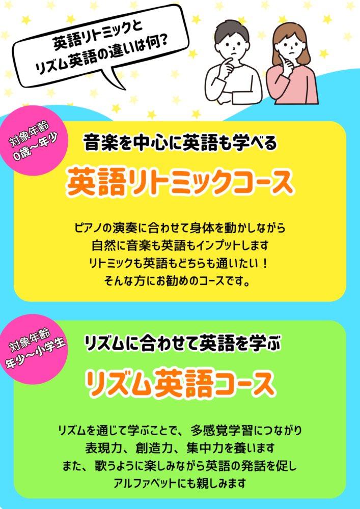 和泉市　和泉中央にある英語リトミック＆英会話教室　お子様の習い事におすすめ　リトミックとリズム英語の違い説明